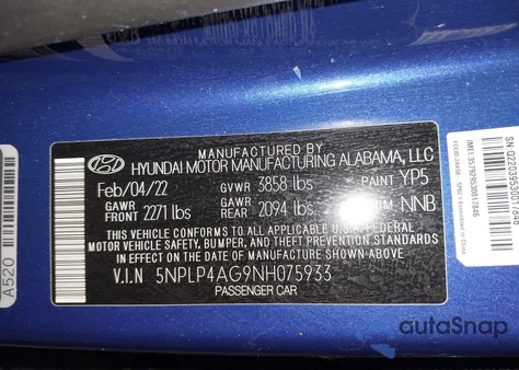 2022 Hyundai Elantra Limited z USA, uszkodzony, nr VIN 5NPLP4AG9NH075933